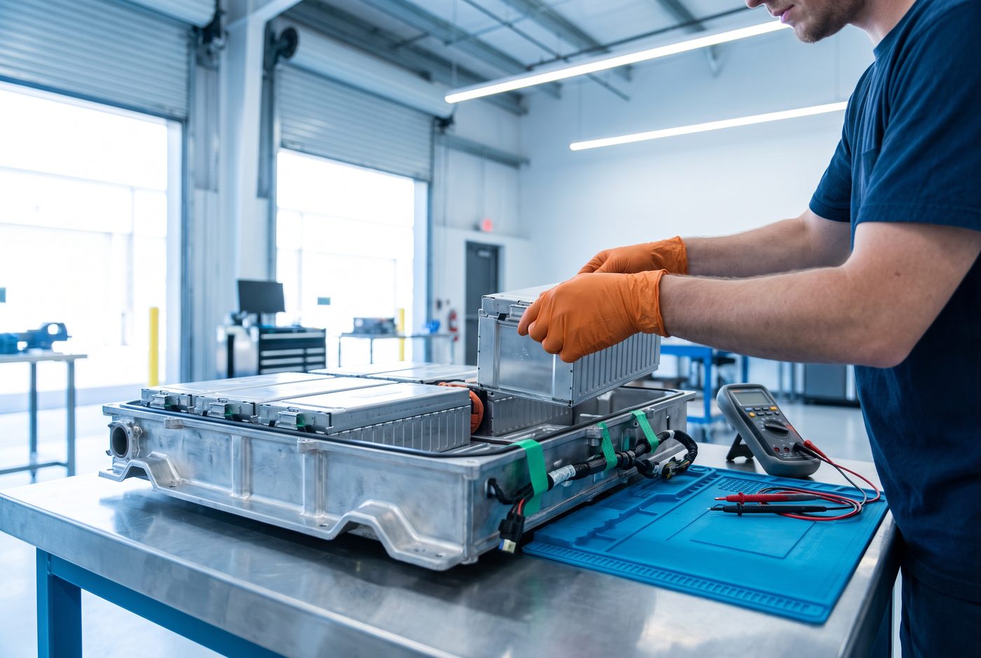 New hybrid battery modules being installed